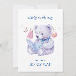 Urso Personalizado lendo um Convite para Chá de fr