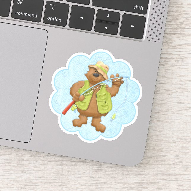 Urso Pescando Adesivo Recortado (Detalhe)
