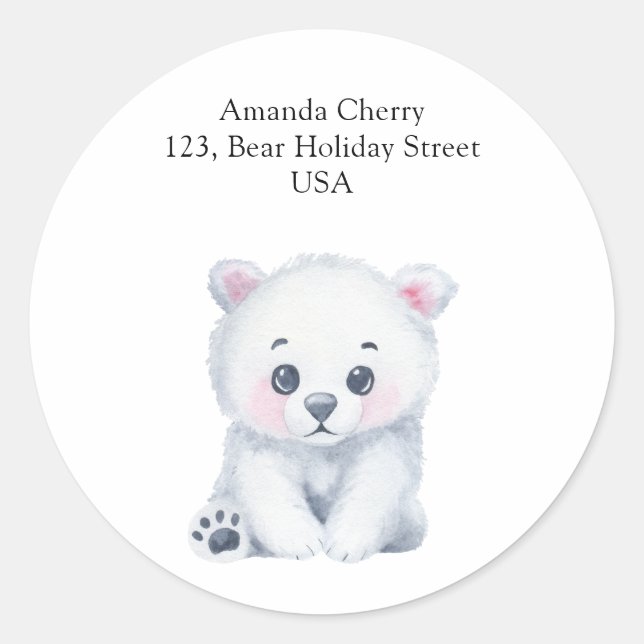 Urso polar bebê - etiqueta de envio (Frente)