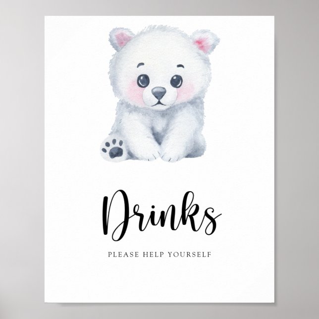 Urso polar - Bebidas ajudem-se a si próprio Poster (Frente)