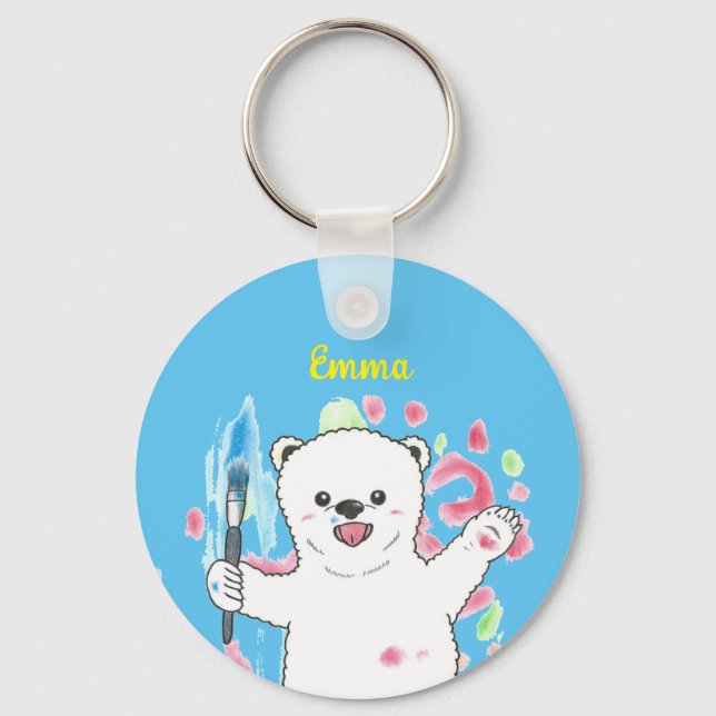 Urso Polar Bonito Chaveiro (Frente)