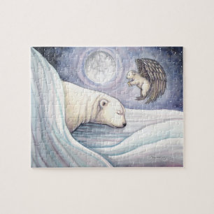 Urso Polar Bonito e Quebra-cabeça de Cubo Anjo