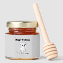 Urso polar branco fofo em aniversário cinza