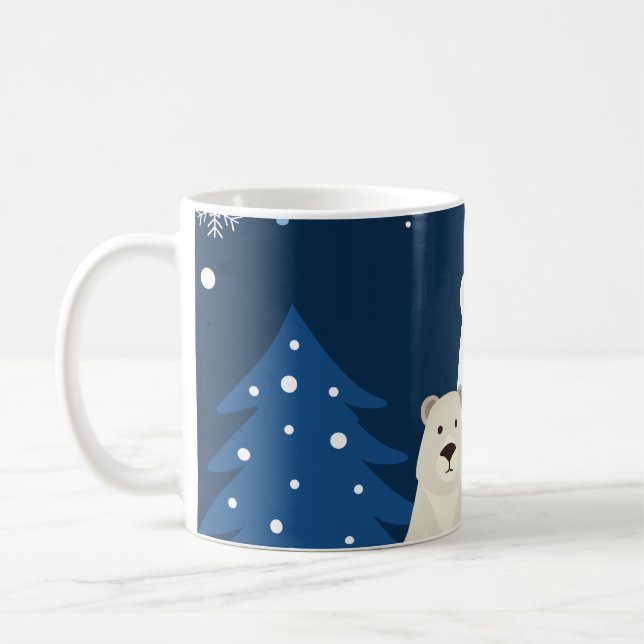 Urso Polar com 2 filhotes numa caneca de café (Esquerda)