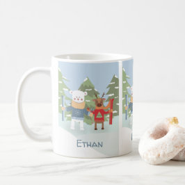 Urso polar de esquis e caneca personalizada