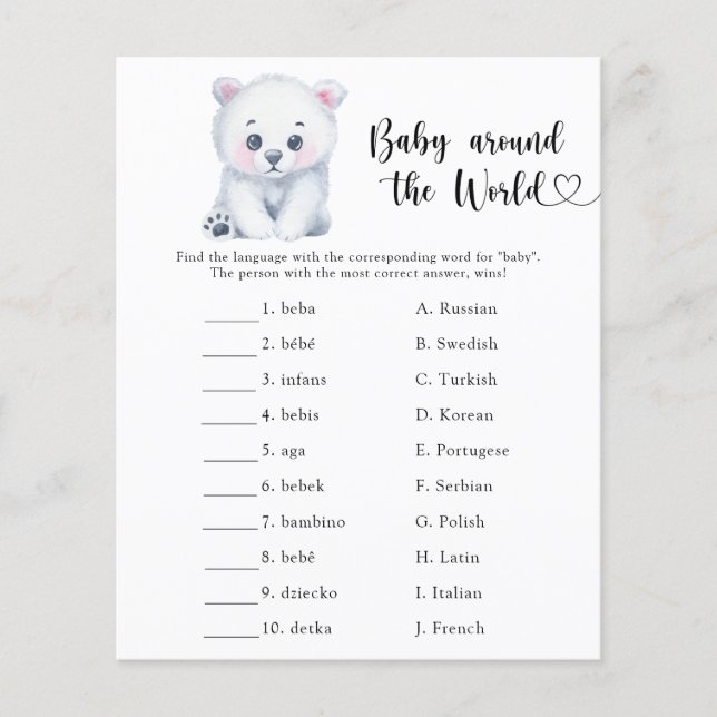 Urso polar de inverno - Bebê à volta do jogo mundi (Frente)