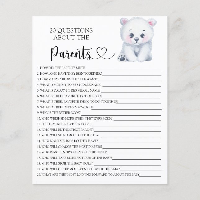 Urso polar de inverno - jogos sobre os pais (Frente)