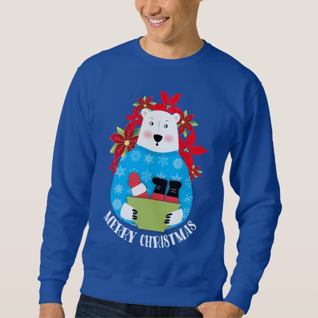 Urso polar de Natal com suéter feio comendo Papai  (Frente)