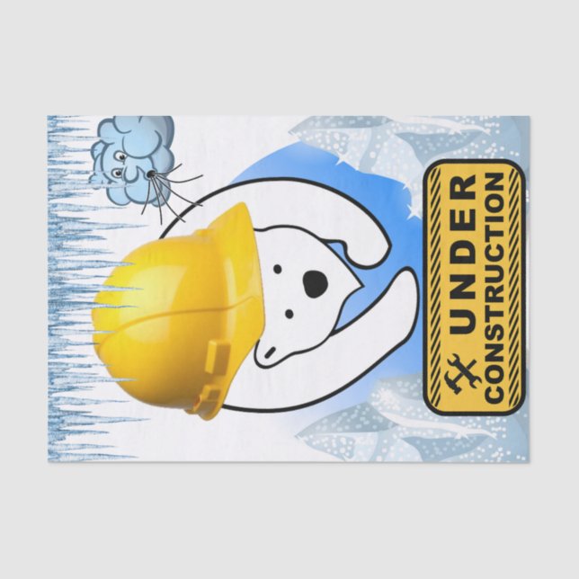 Urso Polar De Papel Tecido Sob Nuvens De Construçã (Frente )