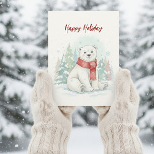 Urso Polar Inverno aquarela fofa 