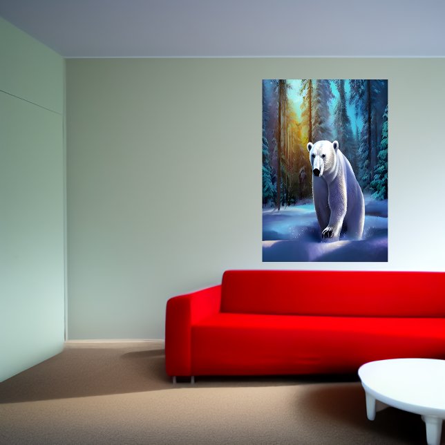 Urso polar na floresta nevada | AI Art Poster (Criador carregado)