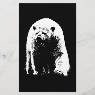 Urso Polar Pop de Arte Preta e Branca