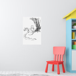 Urso Pooh Clássico e Piglet Andando pelo Poster do