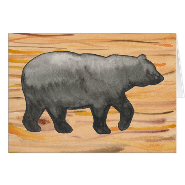 Urso preto no cartão de madeira (Frente Horizontal)