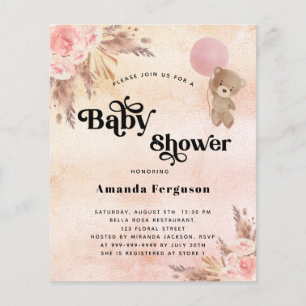 Urso rosa-de-Chá de fraldas