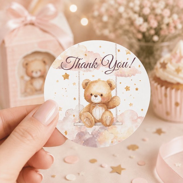 Urso Teddy Adorável – Adesivo de Agradecimento (Criador carregado)