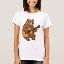 Urso Tocando Camisa De Violão - Músico Vintage