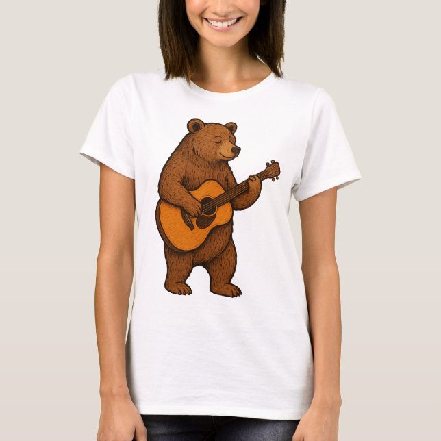 Urso Tocando Camisa De Violão - Vintage Musical An (Frente)