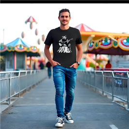 Urso Tocando Violão Acústico - Camisa Negra