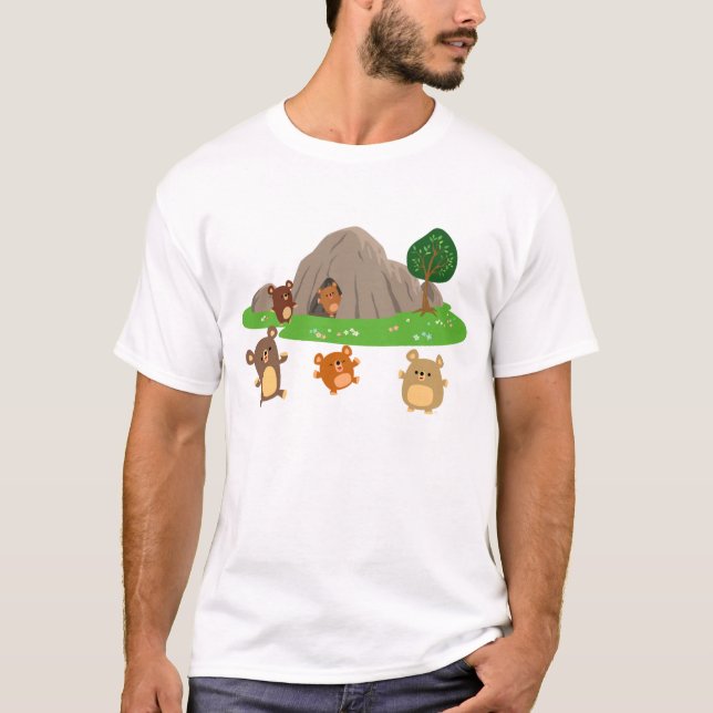 Ursos bonitos de desenho em camiseta (Frente)