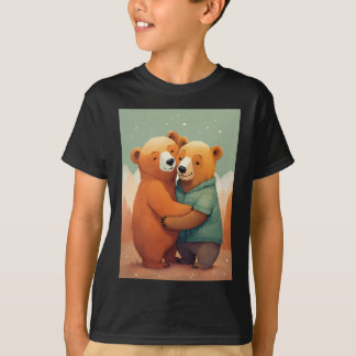 ursos felizes abraçando camisa para meninos