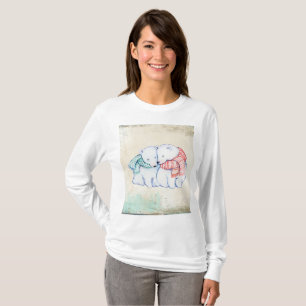 Ursos Polares Camiseta de Leve Longa Básica das Mu