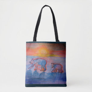 Ursos Polares Desenhando Tote Bag Personalizada Al