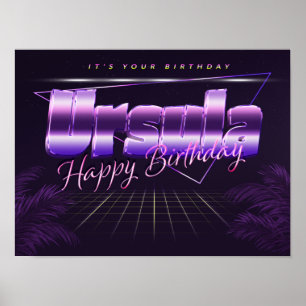 Ursula Name Vorname lila retro Poster Geburtstag