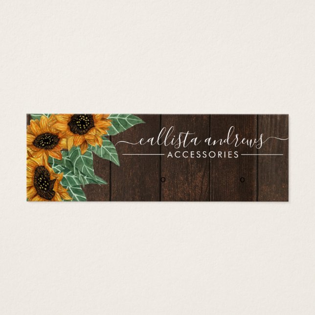 Urticária Rustic Sunflower Wood Watercolor Earring (Frente)