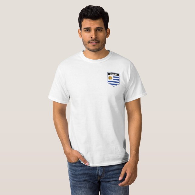 Uruguai Flag Shield T-Shirt (Frente Completa)