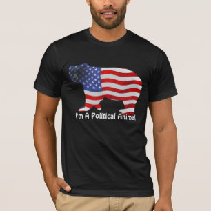 US FLAG & BEAR T-Shirt Política ao estilo american