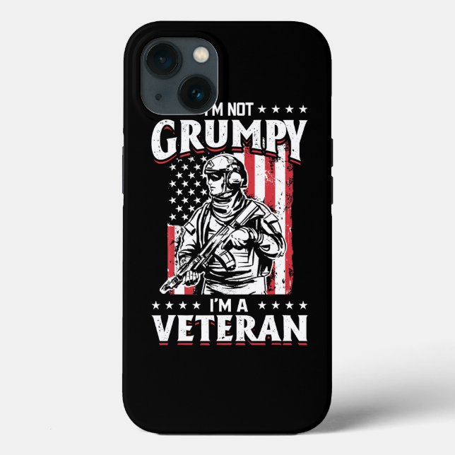 US Flag Im not Grumpy im a Veteran 115 (Verso)