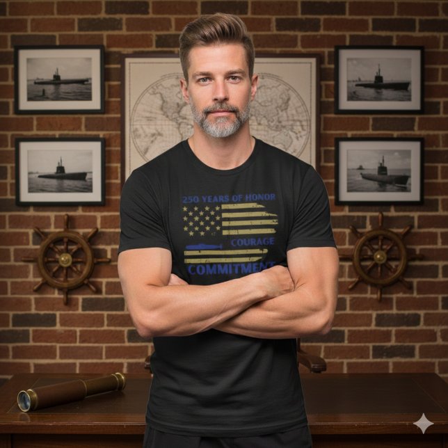 US Navy 250th Anniversary Submarine Honor T-Shirt (Criador carregado)