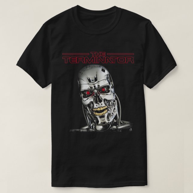 US O Exterminador T-800 Cabeça 01 T-Shirt Preto (Frente do Design)