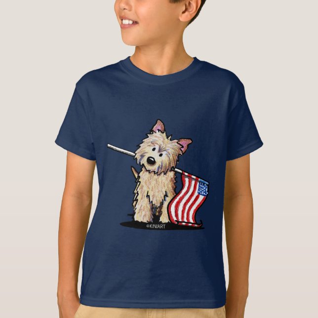 USA Cairn Terrier Kids Dark T-Shirt (Frente)