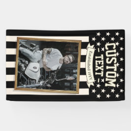 USA Flag Custom Photo Banner, Black Flag Patriotic