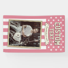 USA Flag Custom Photo Banner, Pink Flag Patriotic