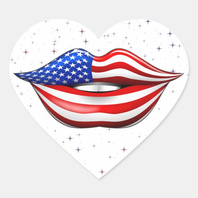 USA Flag Lipstick no adesivo de Lábios sorridentes (Frente)