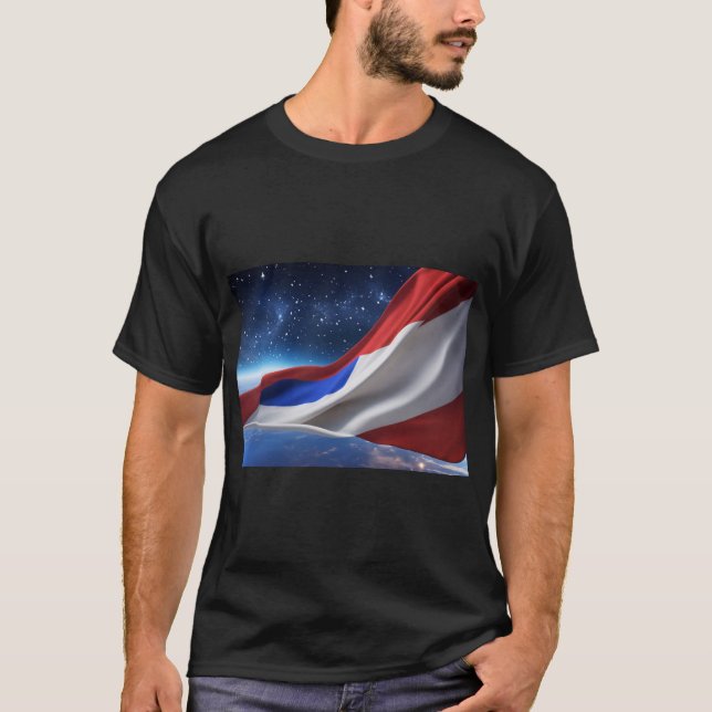 USA Flag Logo Basic Dark T-Shirt (Frente)