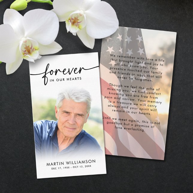USA Flag Sympathy Funeral Photo Prayer Cards (Criador carregado)