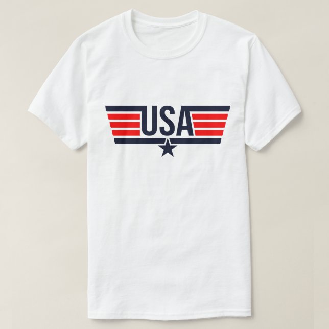 USA Stripes White T-shirt (Frente do Design)