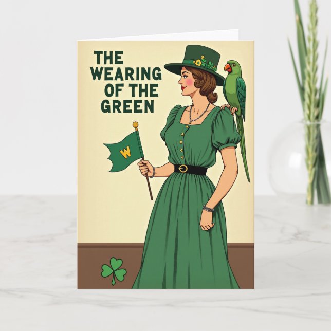 Usando Cartão de Quadrinhos Vintage Verde (Frente)