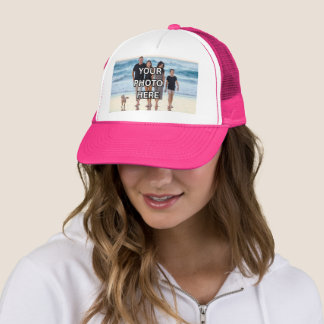 💗USE! Boné Caminhoneiro Rosa Personalizado com Fo
