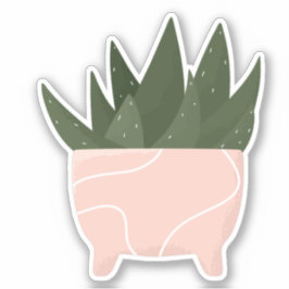 Usina doméstica verde em pote rosa adesivo transpa