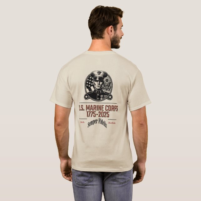 USMC 250th Birthday T-shirt (Parte Traseira Completa)