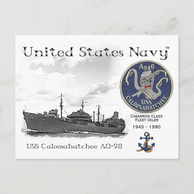 USS CALLOOSHATACHEE AO-98 OILER - CARTÃO POSTAL (Frente)