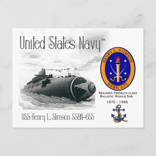 USS HENRY L. STIMSON SSBN-655 - CARTÃO POSTAL (Frente)