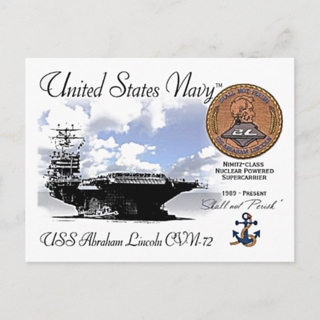 USS LINCOLN CVN- 72 CARRIER - CARTÃO POSTAL (Frente)