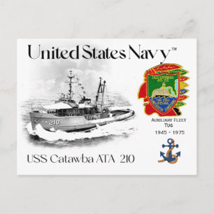 USS O CARTÃO POSTAL DE TUG AUXILIAR CATAWBA ATA-21