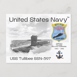 USS TULLIBEE SSN- 597 SUBMARINE - CARTÃO POSTAL